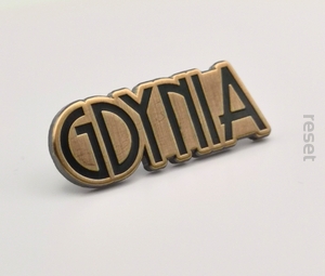 metalowy pin GDYNIA miedź