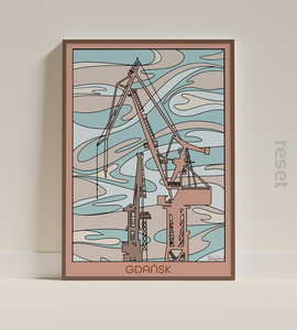 plakat GDAŃSK ŻURAWIE pastelowy