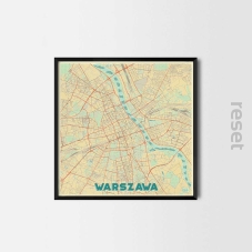 Plakat mapa Warszawa retro W TUBIE