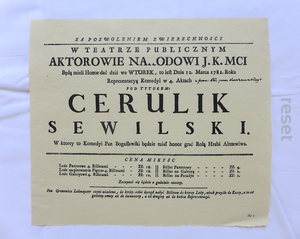Stary afisz teatralny Cerulik Sewilski