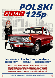 polski Fiat 125 RETRO 50x70