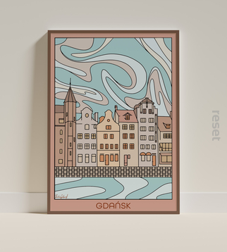 plakat GDAŃSK KAMIENICE pastelowy