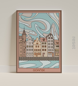 plakat GDAŃSK KAMIENICE pastelowy