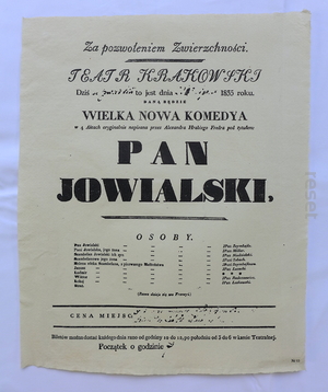 Stary afisz teatralny Pan Jowialski