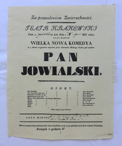 Stary afisz teatralny Pan Jowialski