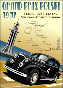 plakat Gdynia Warszawa rajd 1937, format 100x70