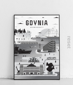 plakat GDYNIA czarno-biały 50x70