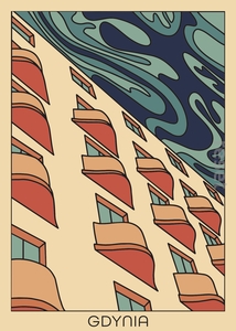 plakat Gdynia balkony jasne tło 50x70
