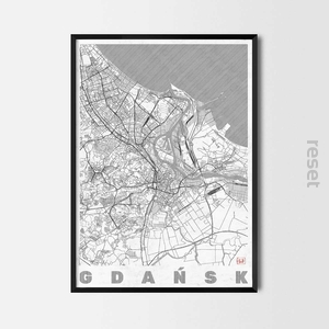 Plakat mapa retro Gdańsk W TUBIE