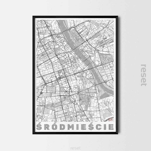 Plakat RETRO Mapa Śródmieście W-wy 50x70  bez ramy