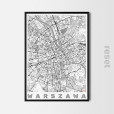 Plakat mapa Warszawa W RAMIE